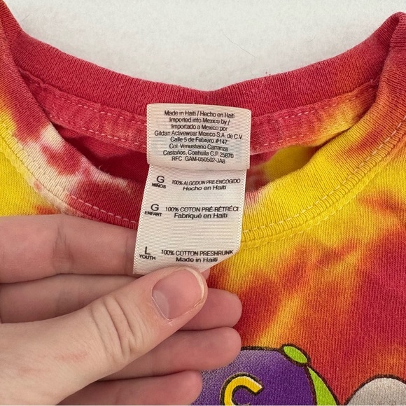 Vintage Kids 90s/Y2K Chuck E. Cheese Tie-Dye T-Shirt Size Youth Large - Picture 4 of 7